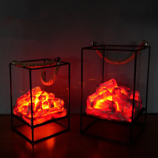 LED Flame Light Home Christmas Halloween Simulated Charcoal Fireplace Lamp Aura Setup