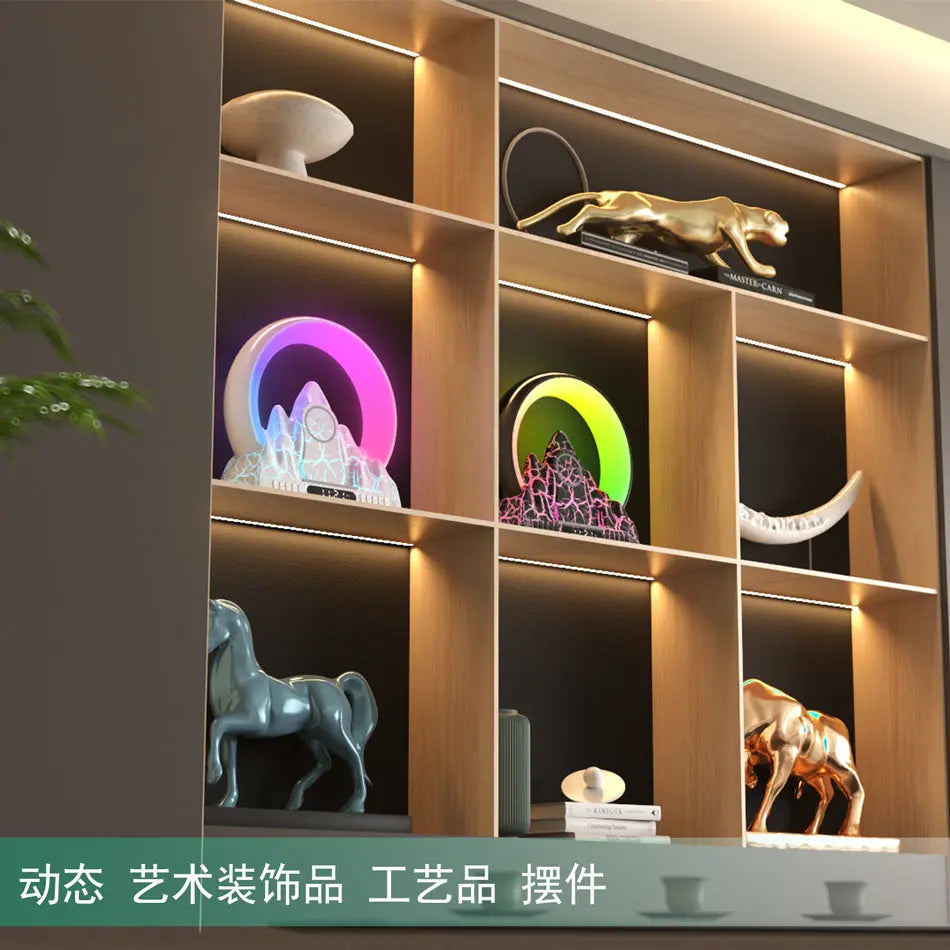 Smart Tuya APP Sunrise Flame Mountain Alarm Clock Night Lights 15W Wireless Charing BT Speaker White Noise LED Table Lamp eprolo