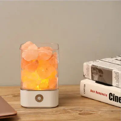 USB Crystal Light Himalayan Salt LED Lamp Aura Setup