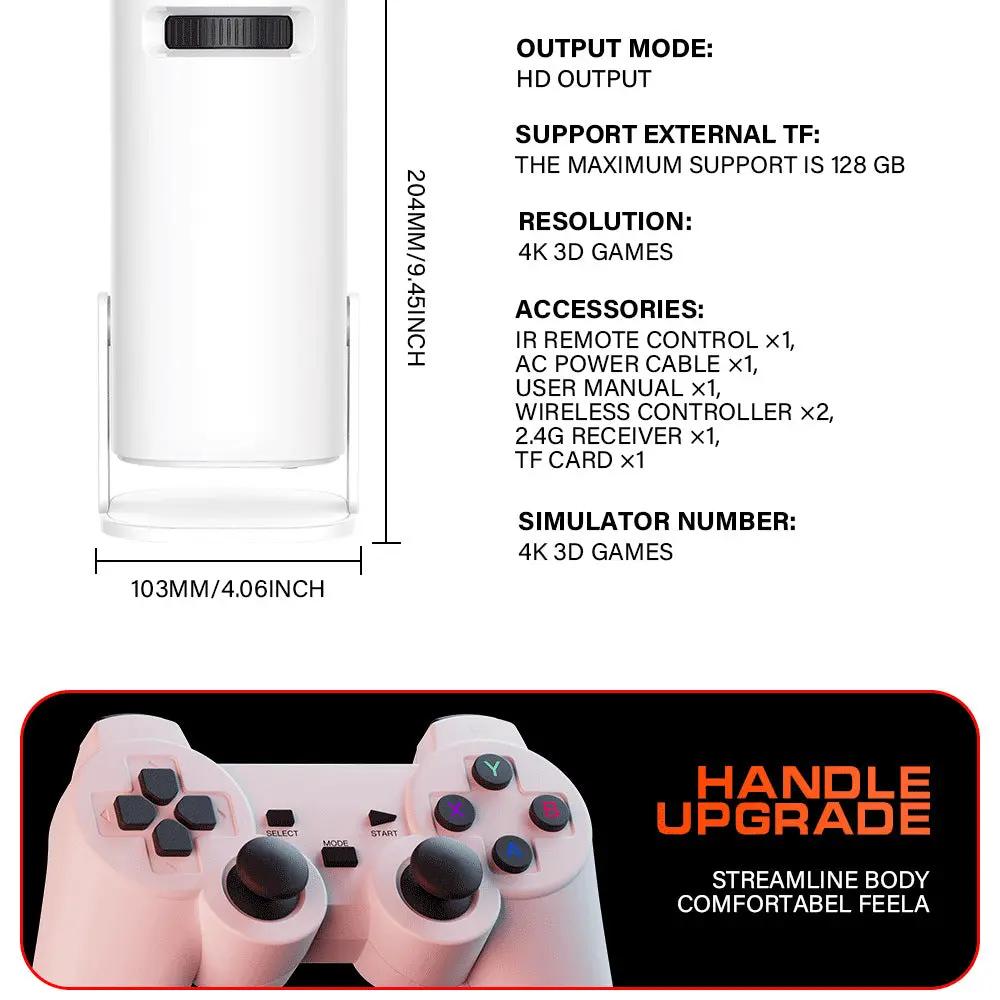 Projecteur Gaming +  Console de Jeu Rétro | 2 Manettes Sans Fil Aura Setup