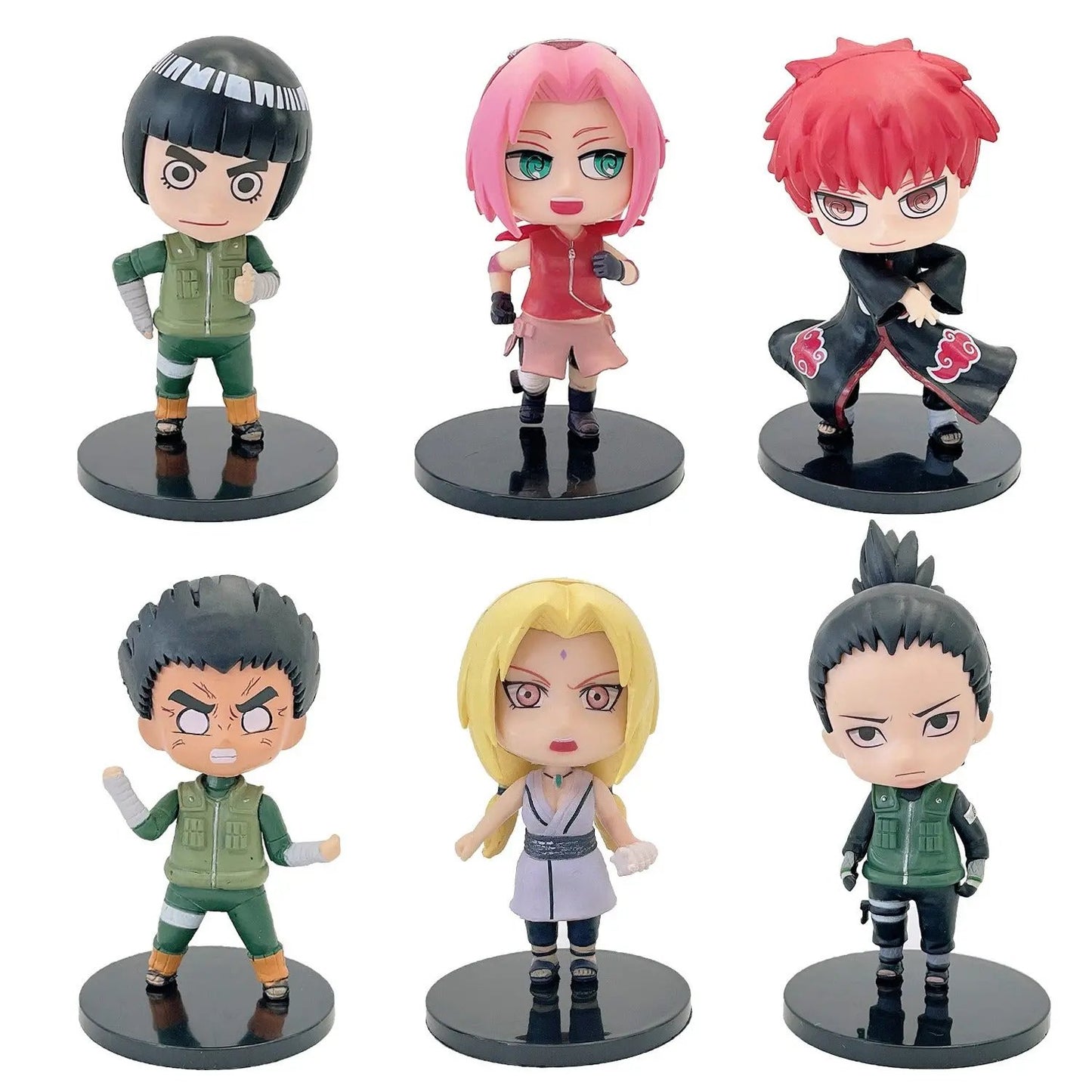 Set 6 Figurines Naruto Chibi - Sasuke, Itachi, Sakura, Gaara + Socle Aura Setup
