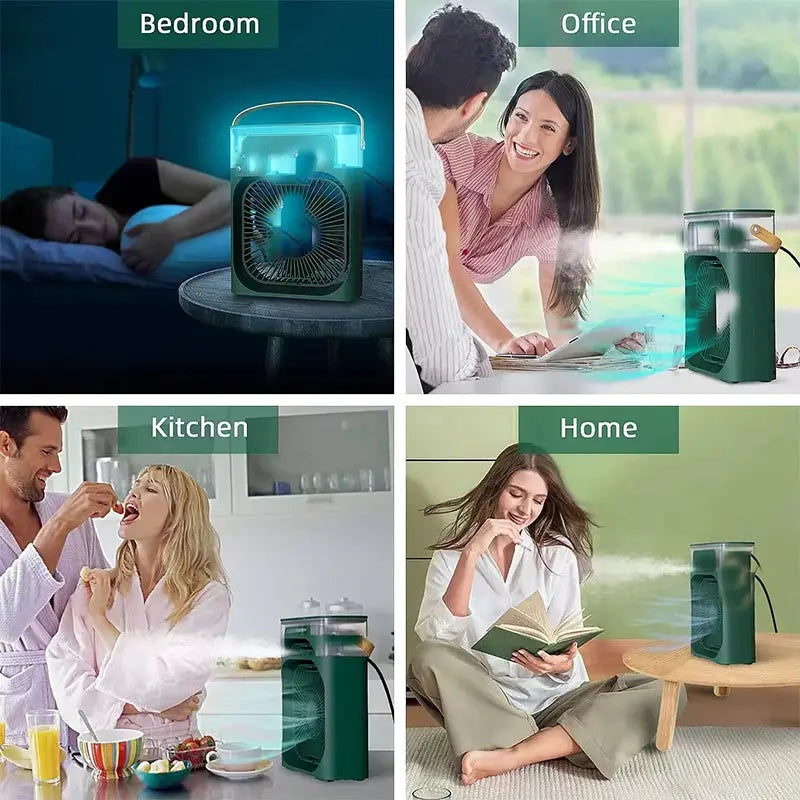 3-in-1 Portable Plastic air Cooler Fan With Color Light Humidifier Water air Cooling Car Outdoor Rv Use Mini Fan-1