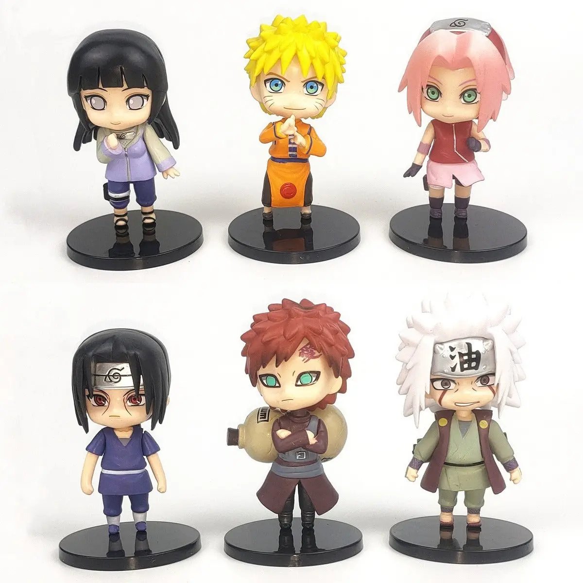 Set 6 Figurines Naruto Chibi - Sasuke, Itachi, Sakura, Gaara + Socle Aura Setup