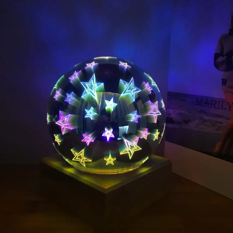 Boule de Verre 3D Lumineuse Magique - Feux d'artifice eprolo
