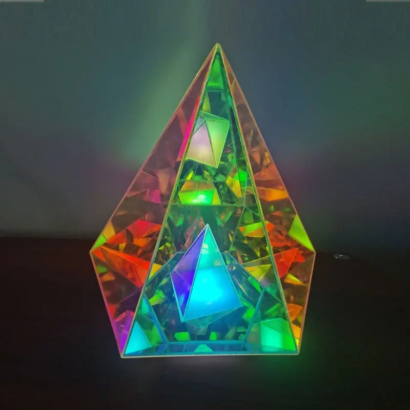 Colorful table lamp pyramid camping lamp bedroom mood decoration ornaments creative e sports desktop atmosphere lamp eprolo