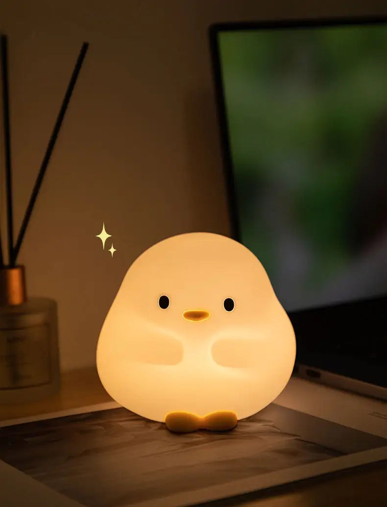 Cute Duck LED Night Lamp Cartoon Silicone USB Rechargeable Sleeping Light Touch Sensor Timing Bedroom Bedside Lamp For Kid Gift Home Decor - Aura Setup