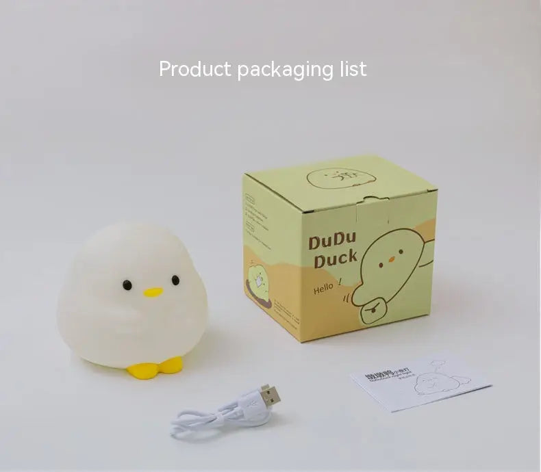 Cute Duck LED Night Lamp Cartoon Silicone USB Rechargeable Sleeping Light Touch Sensor Timing Bedroom Bedside Lamp For Kid Gift Home Decor Aura Setup