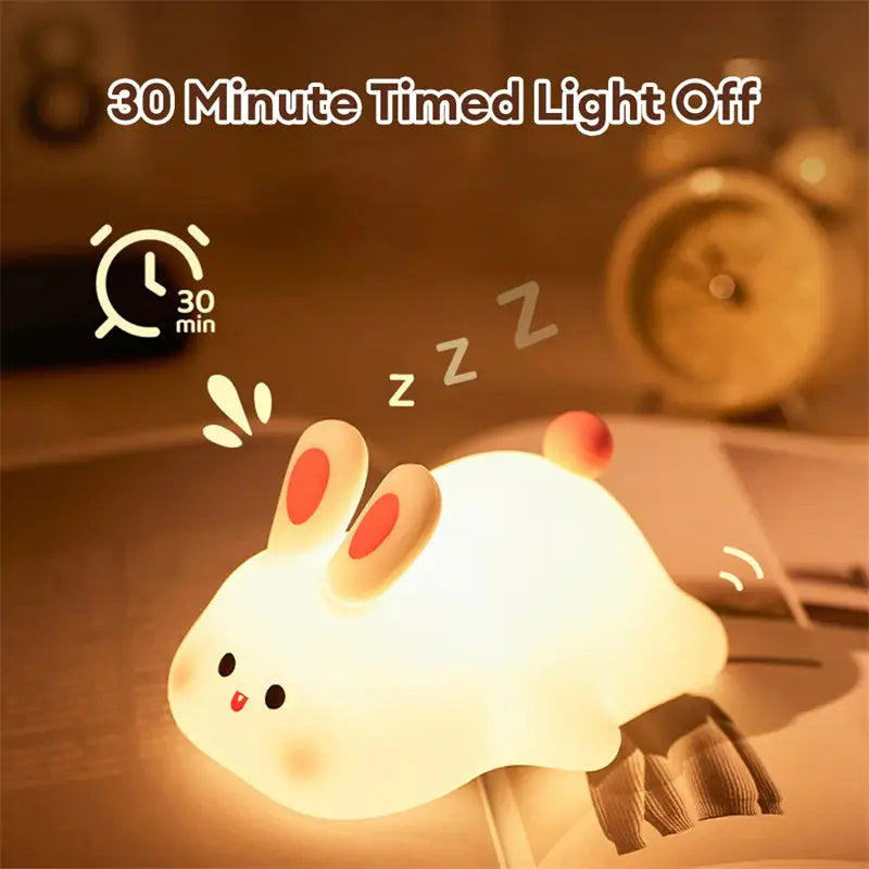 Cute LED Night Light Touch Sensor Cartoon Kid's Nightlights Big Face Rabbit Silicone Night Light Christmas Gift Bedside Lamp Home Decor Aura Setup