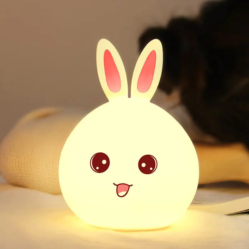 Cute Night Light Animal Rabbit Night lamps Touch Sensor Silicone LED Colorful Lights Aura Setup