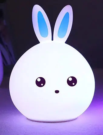 Cute Night Light Animal Rabbit Night lamps Touch Sensor Silicone LED Colorful Lights Aura Setup