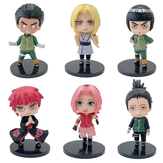 Set 6 Figurines Naruto Chibi - Sasuke, Itachi, Sakura, Gaara + Socle Aura Setup