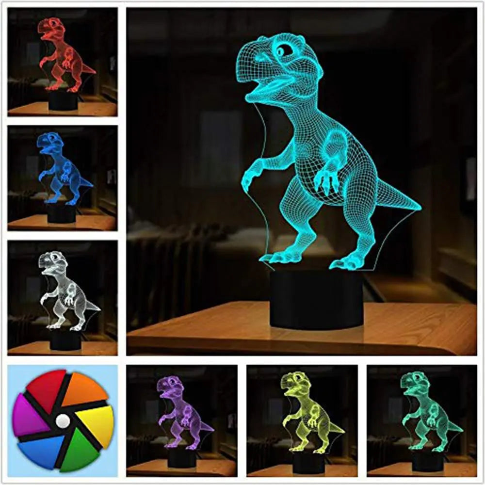 Halloween 3D Dinosaur LED Lamp 7 Colors Touch Control Night Light Kids Gifts Living Room Bedroom Table Decoration eprolo