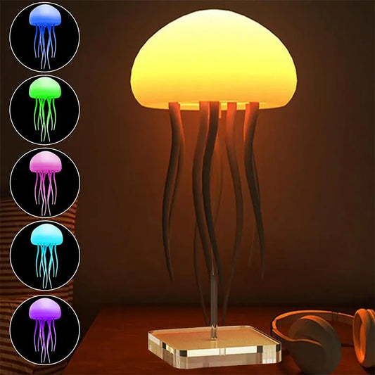 Jellyfish Mood Lamp LED Jellyfish Night Light Portable Jellyfish Lamp Jellyfish Decorations Smart Table Lamp For Bedside Desk Aura Setup