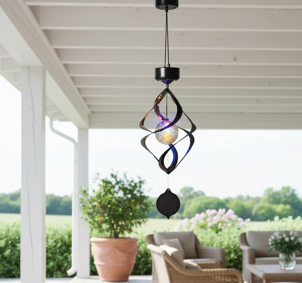 LED Color Changing Solar Wind Chime Light Aura Setup