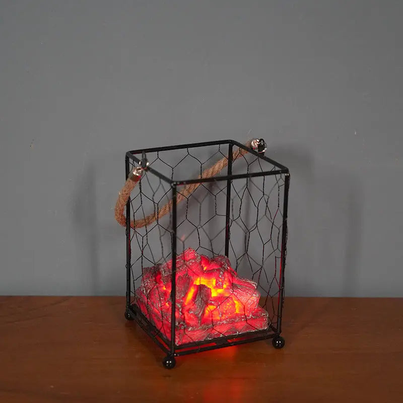LED Flame Light Home Christmas Halloween Simulated Charcoal Fireplace Lamp Aura Setup