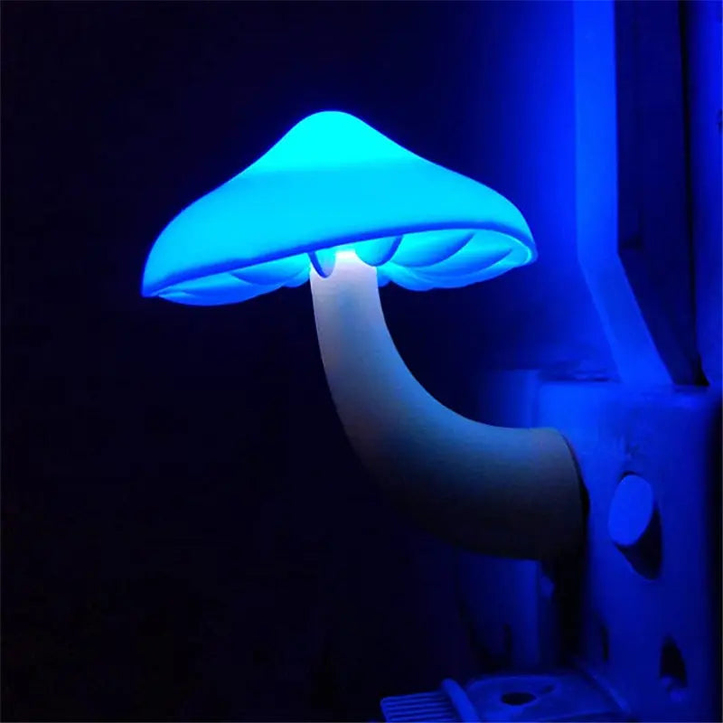 LED Night Light Mushroom Wall Socket Lamp EU US Plug Warm White Light-control Sensor Bedroom Light Home Decoration Aura Setup