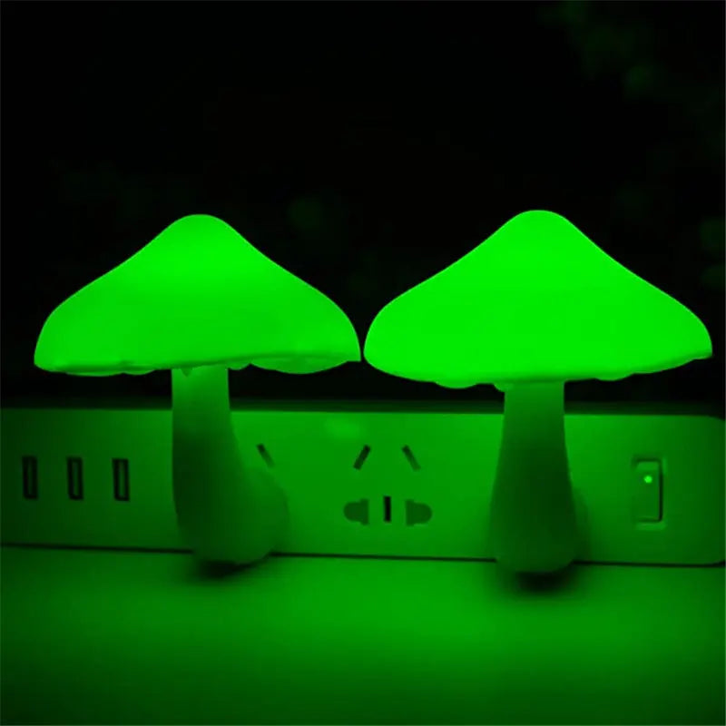 LED Night Light Mushroom Wall Socket Lamp EU US Plug Warm White Light-control Sensor Bedroom Light Home Decoration Aura Setup