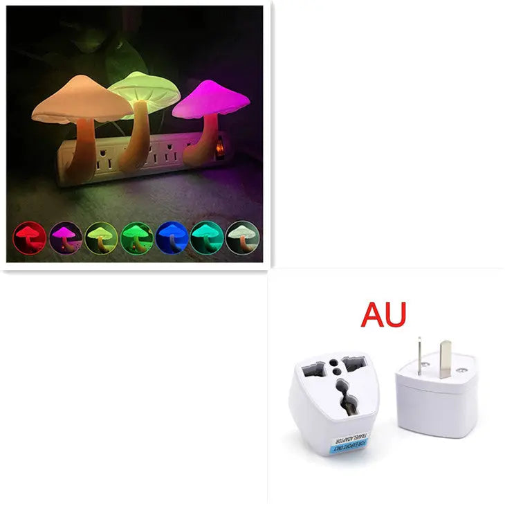 LED Night Light Mushroom Wall Socket Lamp EU US Plug Warm White Light-control Sensor Bedroom Light Home Decoration Aura Setup