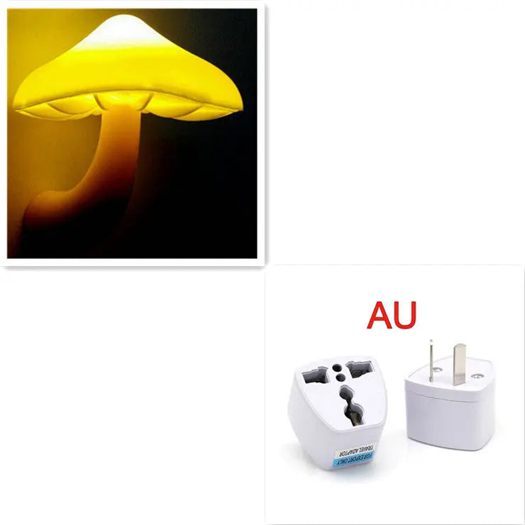 LED Night Light Mushroom Wall Socket Lamp EU US Plug Warm White Light-control Sensor Bedroom Light Home Decoration Aura Setup
