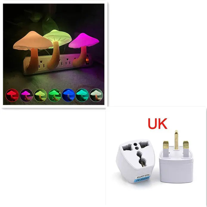 LED Night Light Mushroom Wall Socket Lamp EU US Plug Warm White Light-control Sensor Bedroom Light Home Decoration Aura Setup