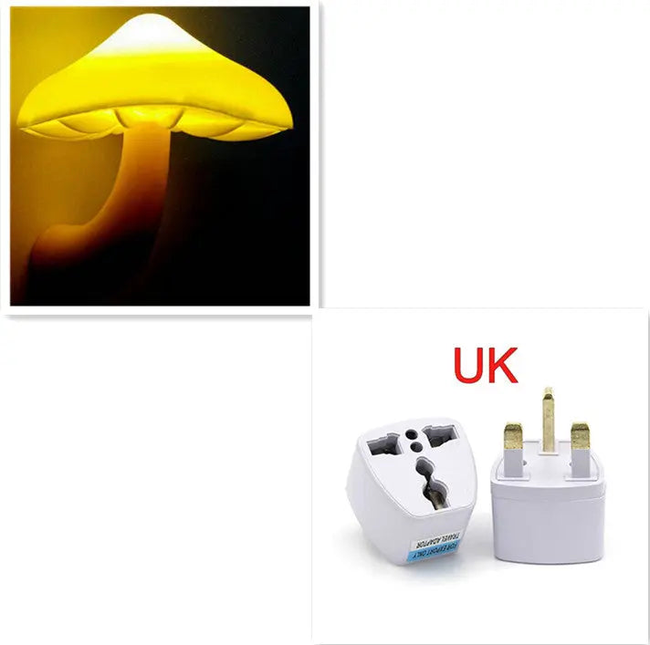 LED Night Light Mushroom Wall Socket Lamp EU US Plug Warm White Light-control Sensor Bedroom Light Home Decoration Aura Setup