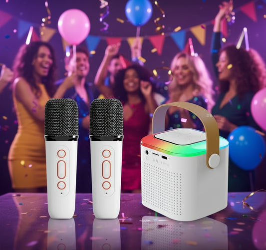 Portable Karaoke Speaker with Mic RGB Aura Setup