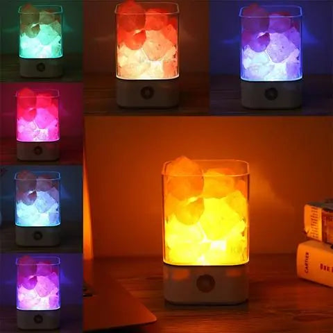 USB Crystal Light Himalayan Salt LED Lamp Aura Setup