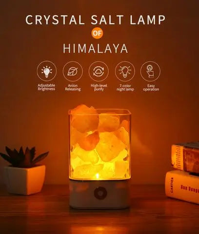 USB Crystal Light Himalayan Salt LED Lamp Aura Setup