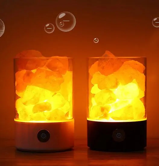 USB Crystal Light Himalayan Salt LED Lamp Aura Setup