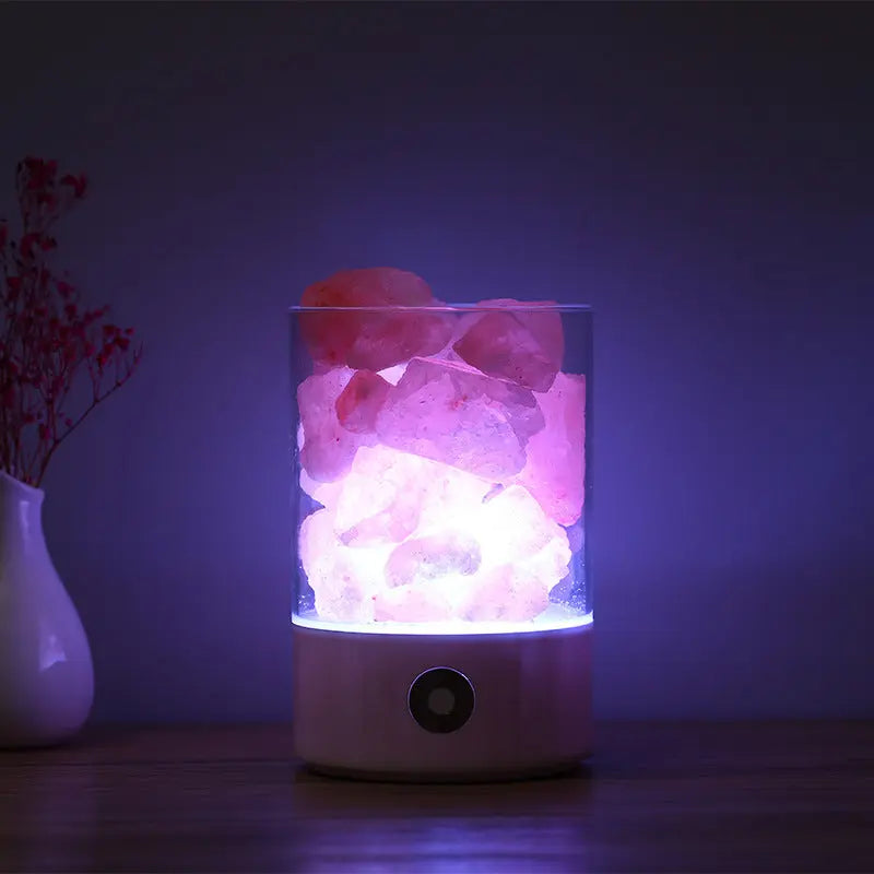 USB Crystal Light Himalayan Salt LED Lamp Aura Setup