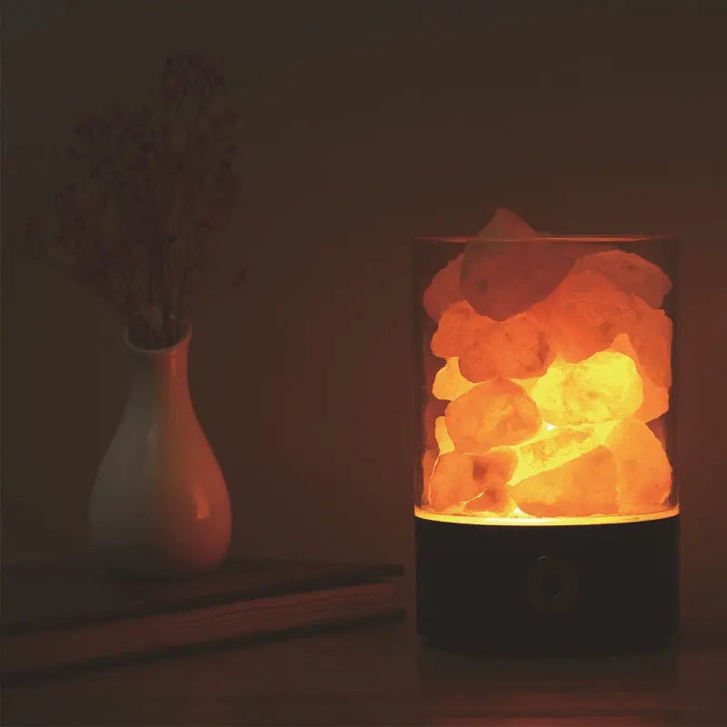 USB Crystal Light Himalayan Salt LED Lamp Aura Setup