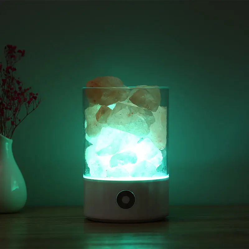 USB Crystal Light Himalayan Salt LED Lamp Aura Setup