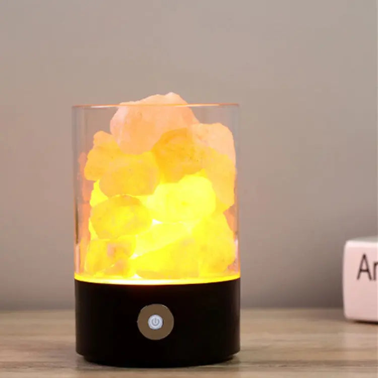 USB Crystal Light Himalayan Salt LED Lamp Aura Setup