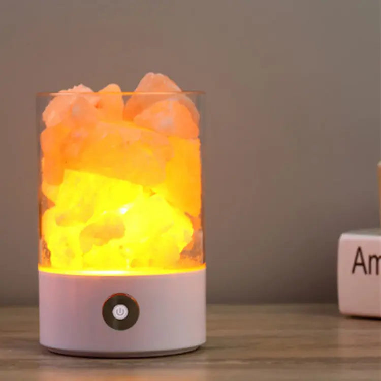 USB Crystal Light Himalayan Salt LED Lamp Aura Setup